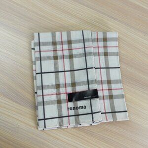 Renoma Paris Handkerchief Men Pocket Square White Hanky Plaid Cotton Hankies NWT